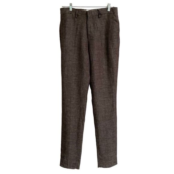 Taylor Stitch The Sheffield Trouser Mens 29 In Coco Brown Linen Unfinished NEW - Picture 1 of 16